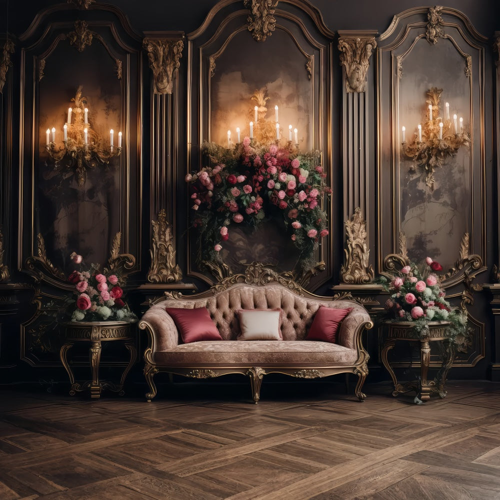 Backdrops für Mutterschaftsfotos Elegant Floral Vintage Sofa Backdrop GTY2-28