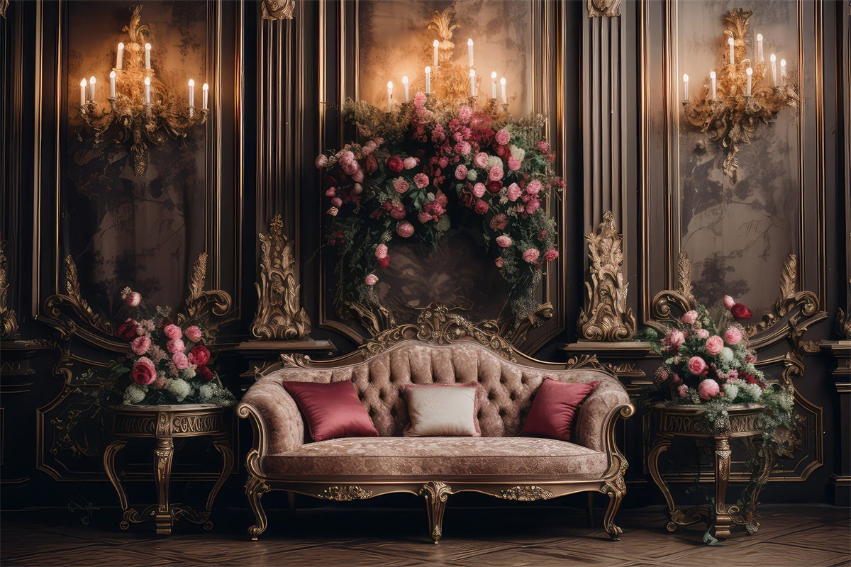Backdrops für Mutterschaftsfotos Elegant Floral Vintage Sofa Backdrop GTY2-28