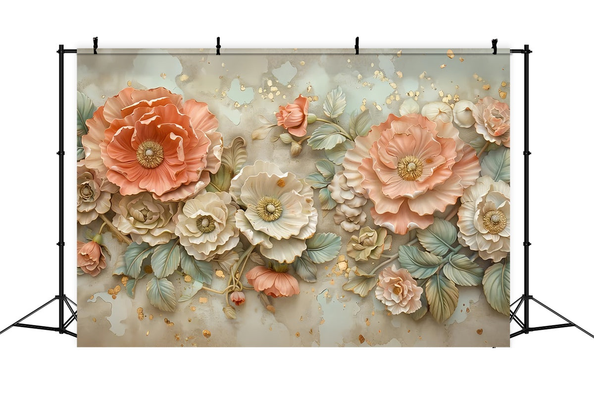 Backdrops für Mutterschaftsfotos Goldgeprägter Blumenhintergrund GTY2-35