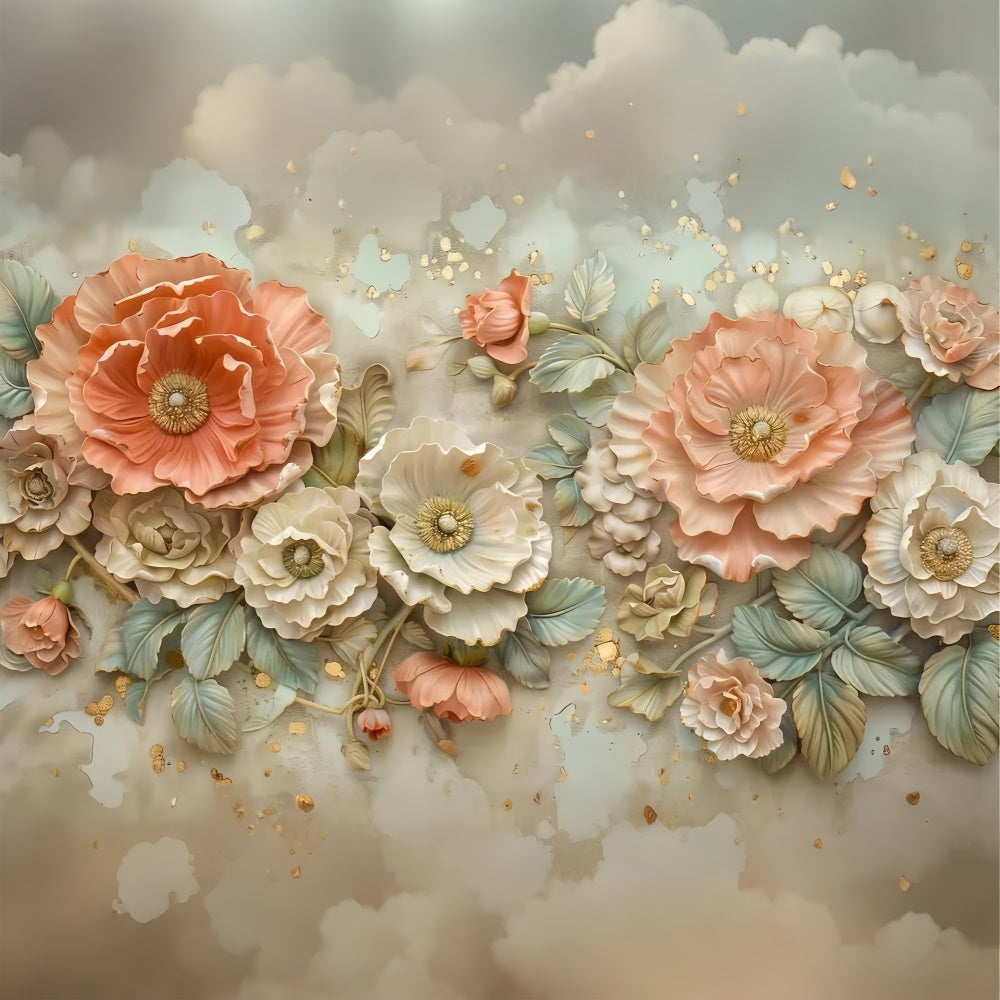 Backdrops für Mutterschaftsfotos Goldgeprägter Blumenhintergrund GTY2-35