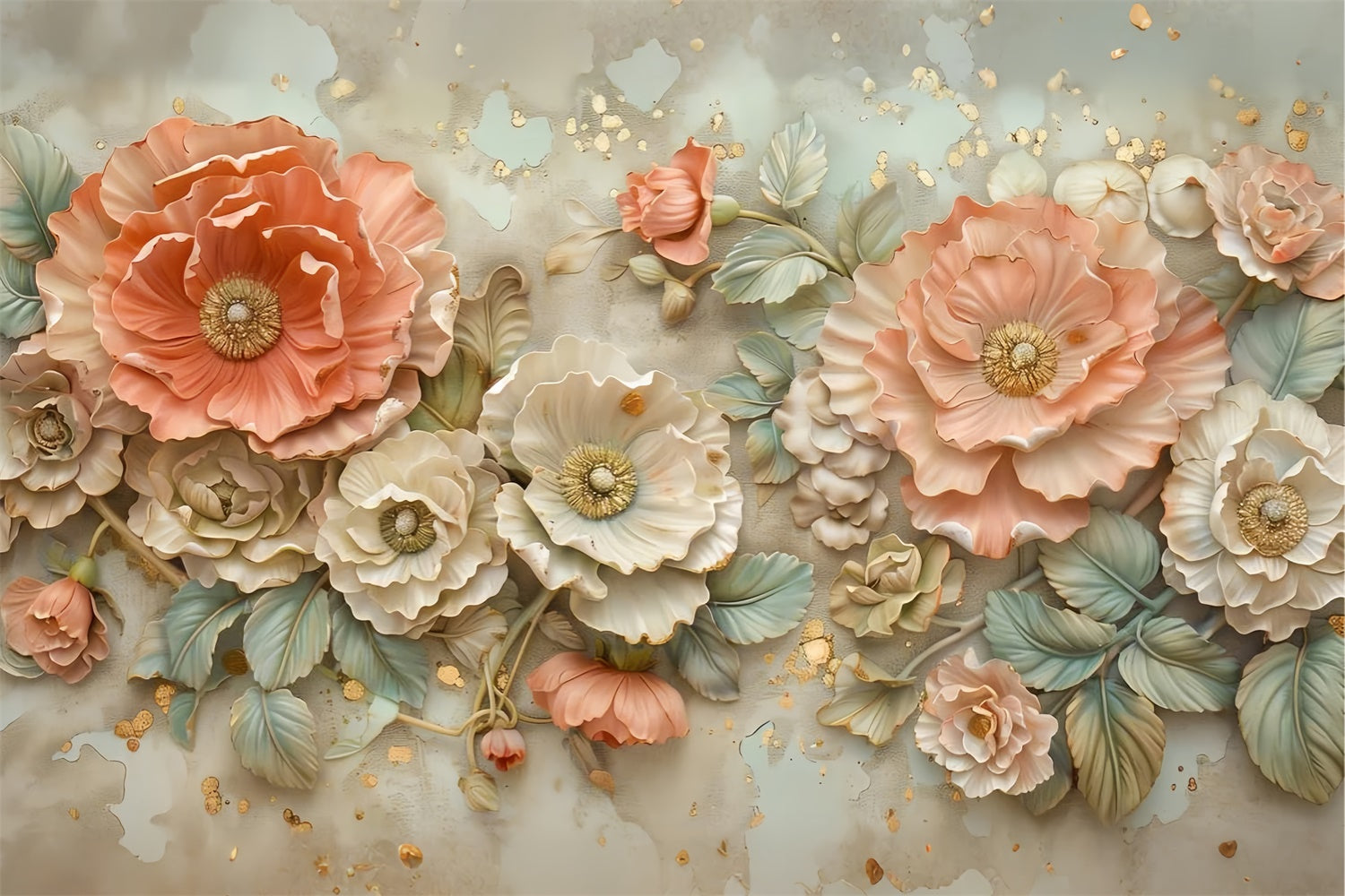 Backdrops für Mutterschaftsfotos Goldgeprägter Blumenhintergrund GTY2-35