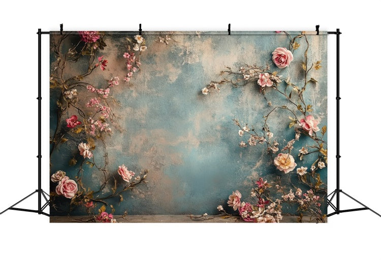 Mutterschaft Fotografie Hintergründe Rustikale Blaue Blüten Vine Hintergrund GTY2-37