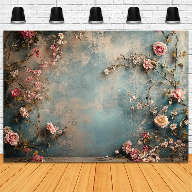 Mutterschaft Fotografie Hintergründe Rustikale Blaue Blüten Vine Hintergrund GTY2-37