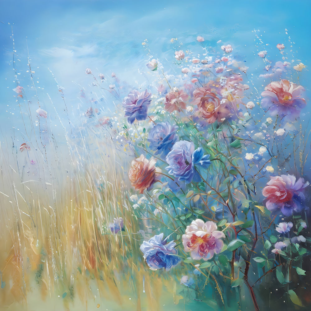 Maternity Backdrop Blauer Himmel Floral Ölgemälde Backdrop GTY2-38