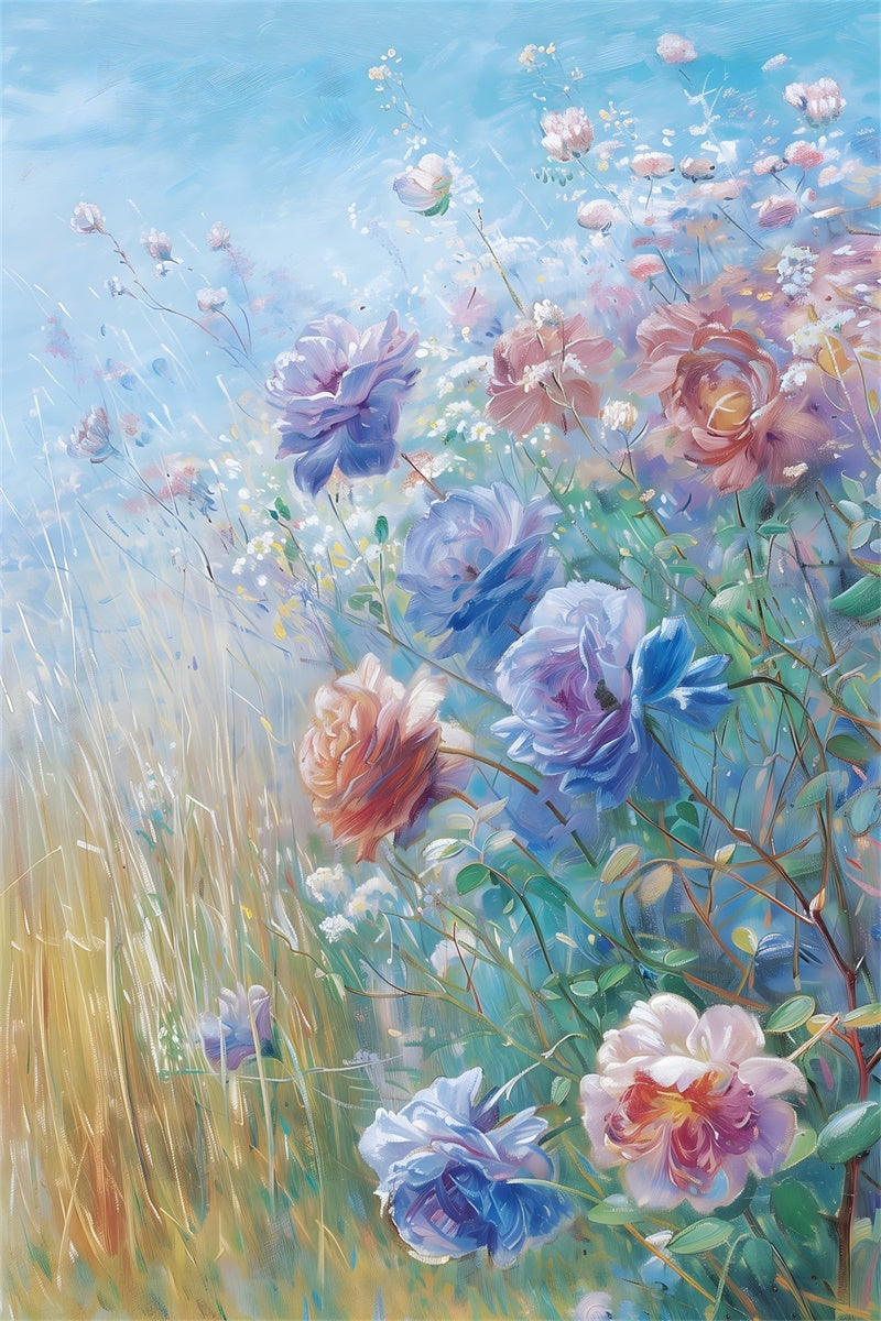 Maternity Backdrop Blauer Himmel Floral Ölgemälde Backdrop GTY2-38