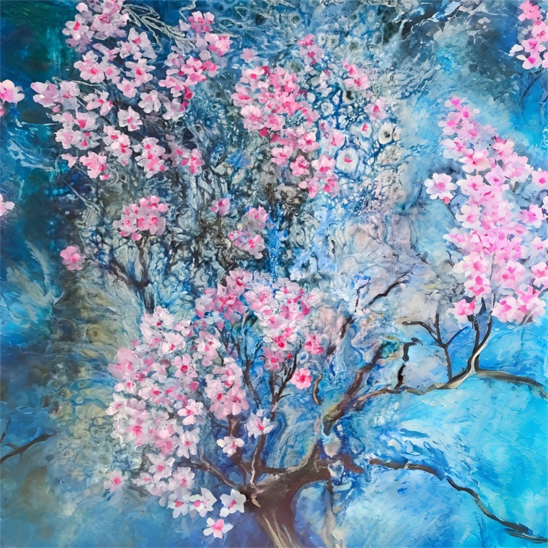 Mutterschaft Fotoshooting Hintergrund Mystical Blue Cherry Bloom Hintergrund GTY2-39