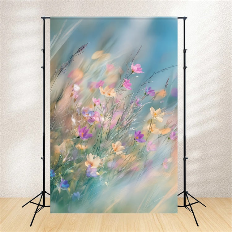 Fotohintergrund für Mutterschaftsfotos Weicher Wind Verträumte Wildblumen Hintergrund GTY2-42