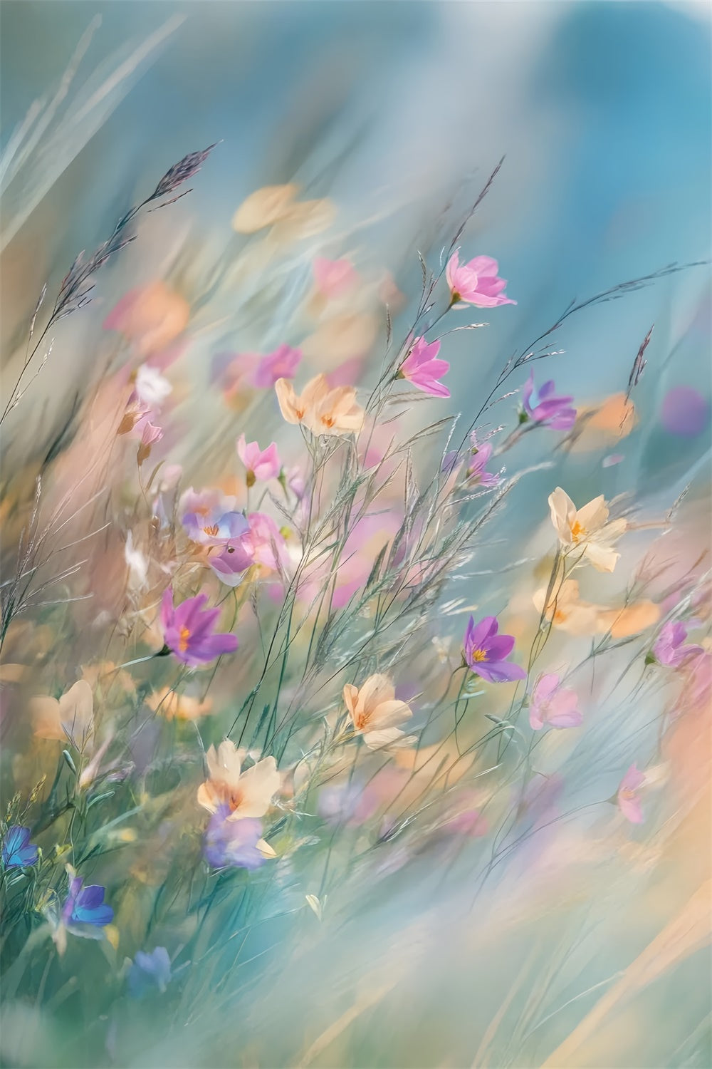 Fotohintergrund für Mutterschaftsfotos Weicher Wind Verträumte Wildblumen Hintergrund GTY2-42