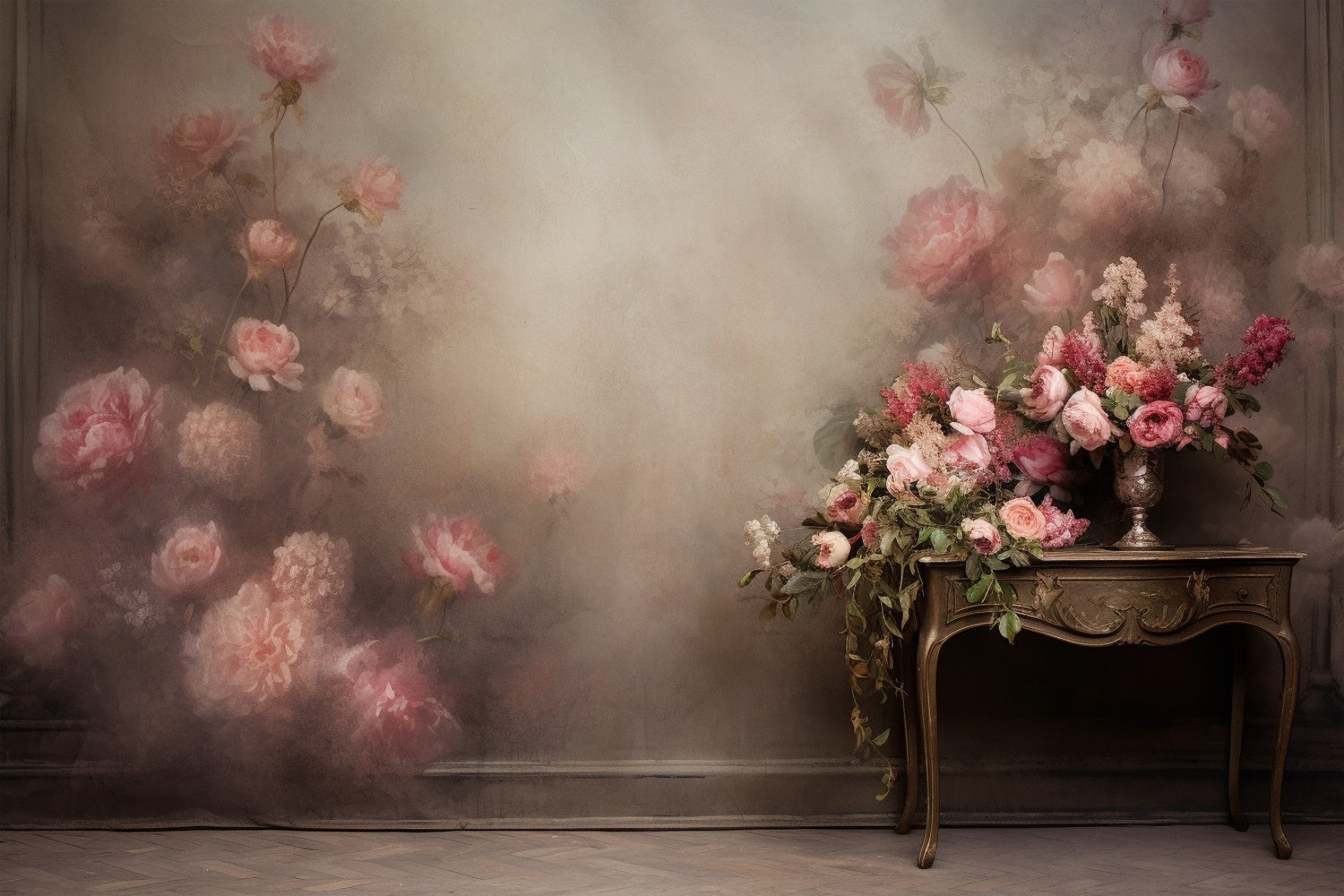 Fotokulissen für Umstandsfotografie Romantischer Floraler Charme Hintergrund GTY2-43