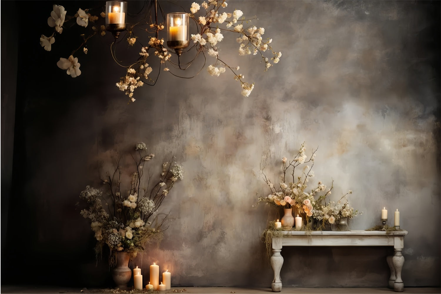 Backdrops für Mutterschaftsfotos Warm Candlelit Floral Backdrop GTY2-45