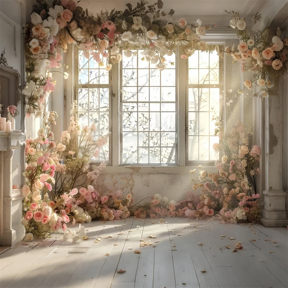 Hintergrund für Mutterschaft Fotoshooting Gemütliche Sonne beleuchtet Floral Charme Hintergrund GTY2-46