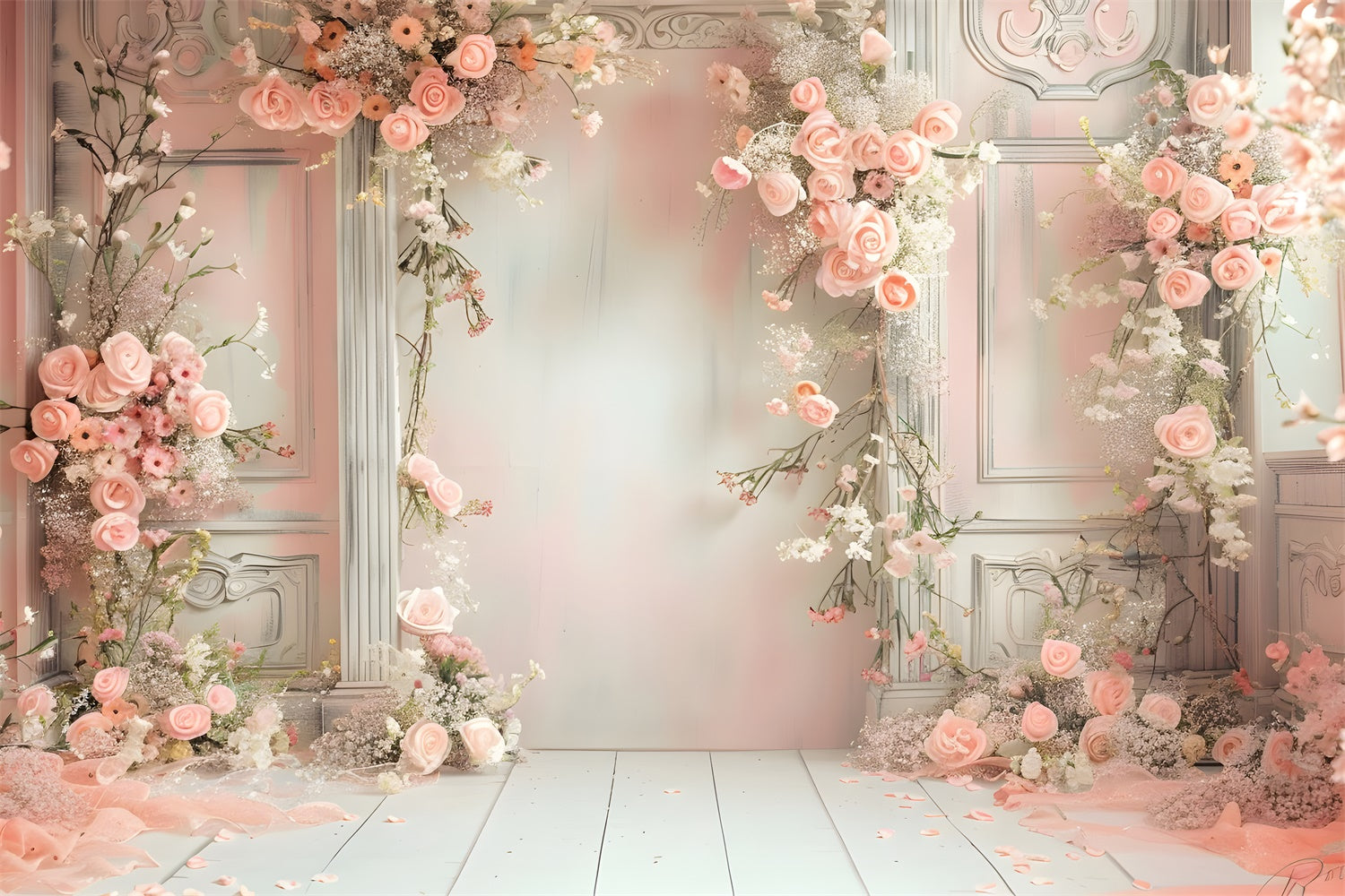 Mutterschaftsfotografie Backdrops Rosa Vintage Floral Arch Backdrop GTY2-48