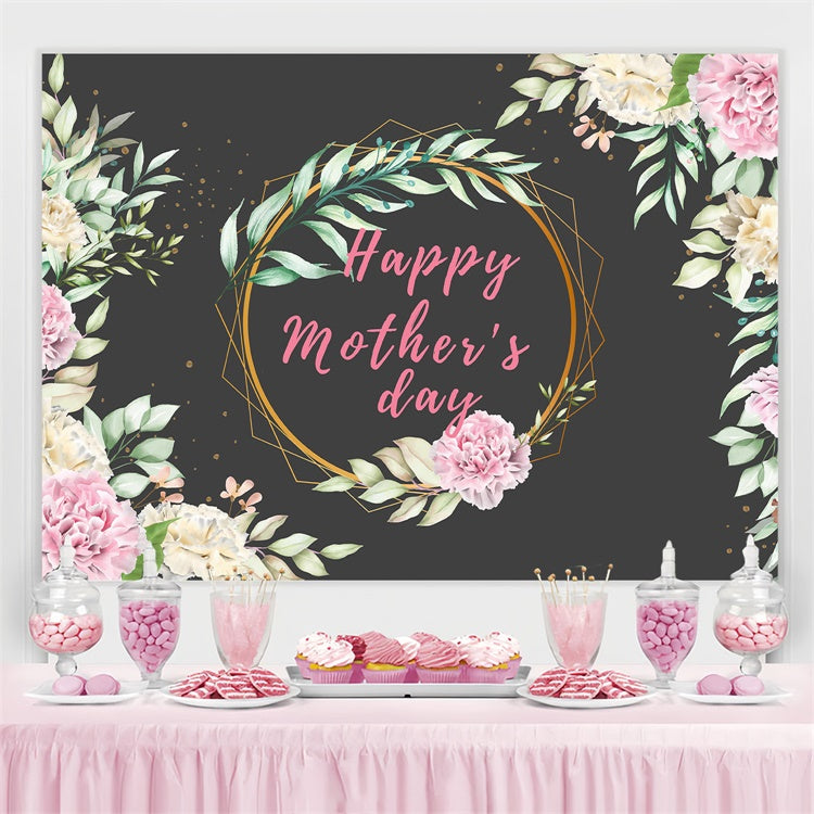 Backdrops für Muttertag Rosa Pfingstrose Geometrischer Rahmen Custom Backdrop GTY3-157