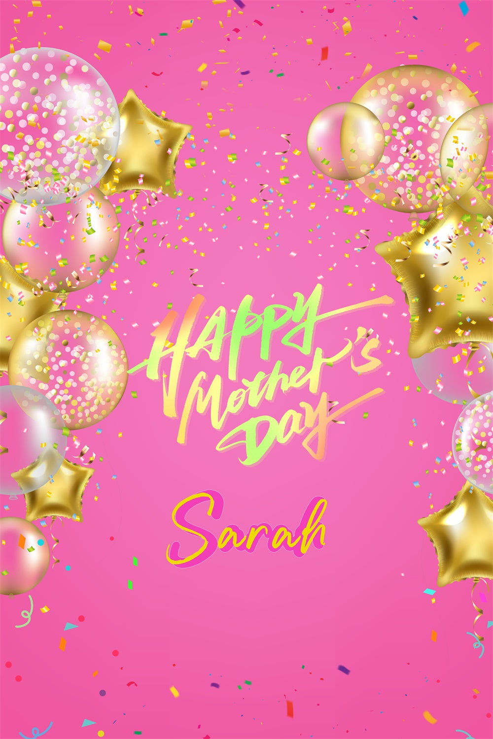 Fotohintergrund zum Muttertag Rosa glitzernde Luftballons GTY3-160
