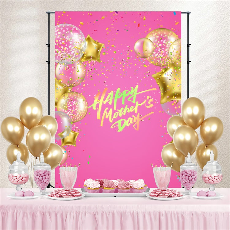 Fotohintergrund zum Muttertag Rosa glitzernde Luftballons GTY3-160