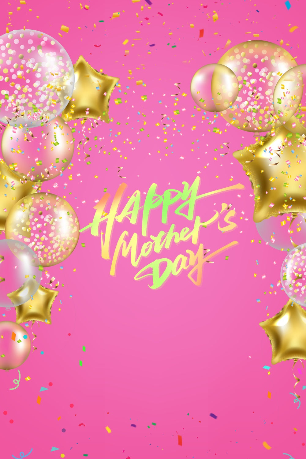Fotohintergrund zum Muttertag Rosa glitzernde Luftballons GTY3-160