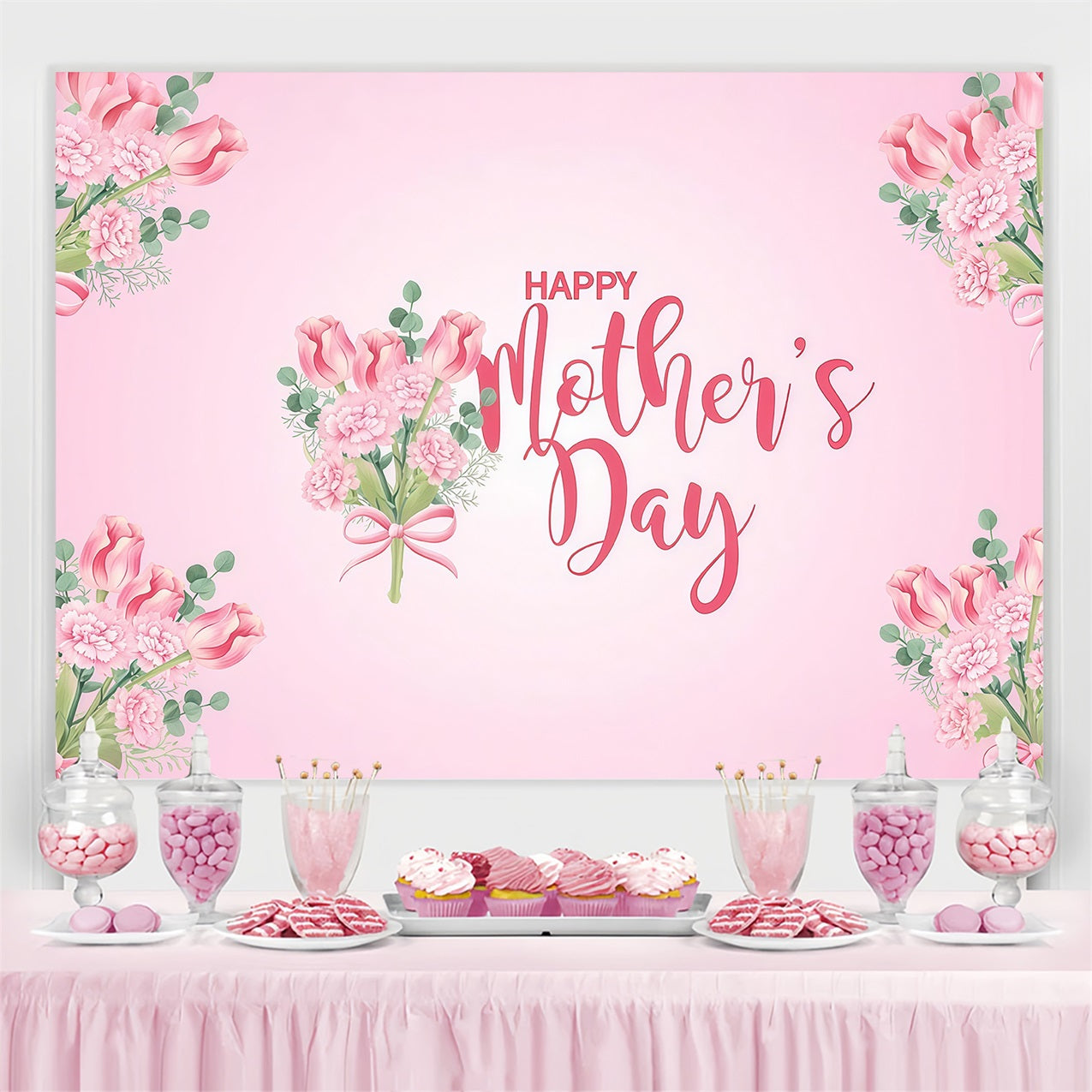 Muttertags-Hintergrundbild Personalisierbar Blumenstrauß Rosa CJJ3-175