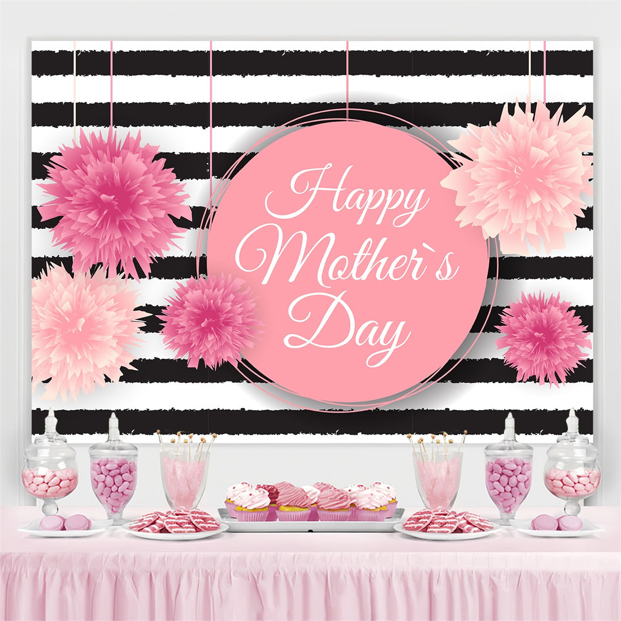 Muttertags-Hintergrundbild Personalisierbar mit Blumenstreifen CJJ3-183