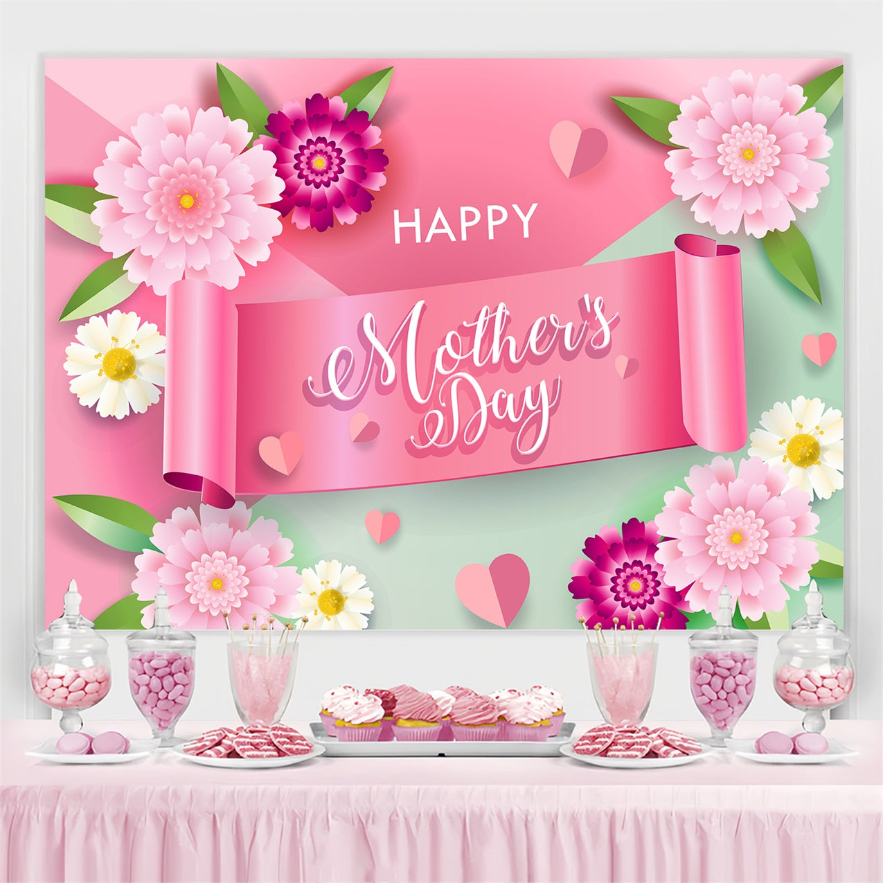Muttertags-Hintergrundbild Personalisierbare Blumenschleife CJJ3-186