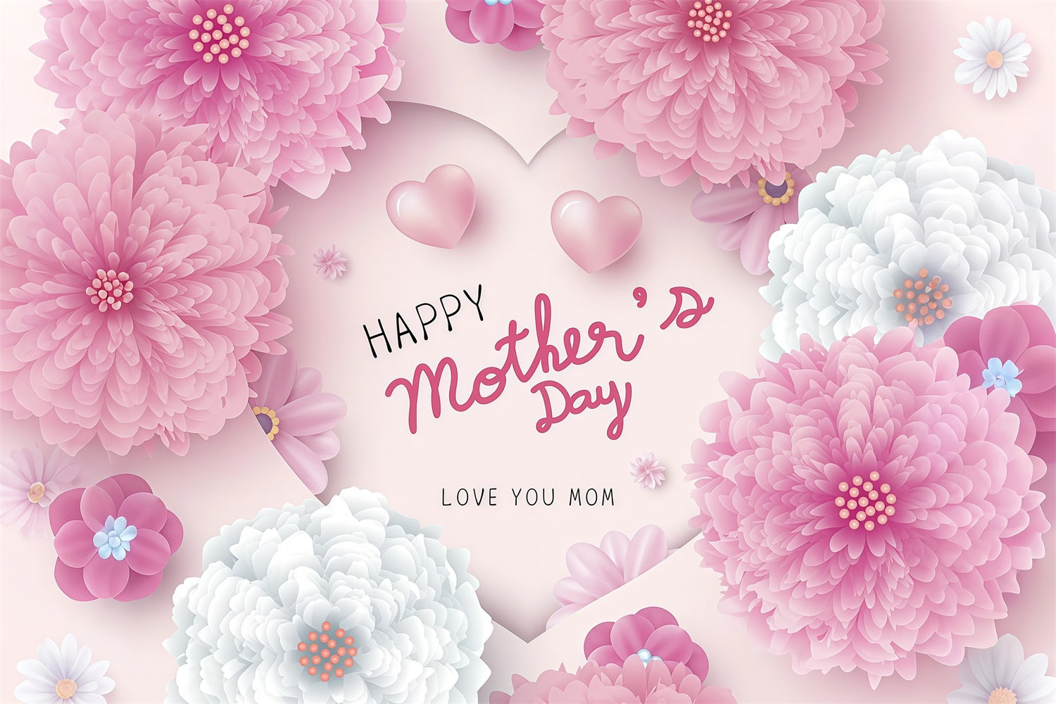 Muttertags-Hintergrundbild Personalisierbar Zarte Blumen Herzen CJJ3-189