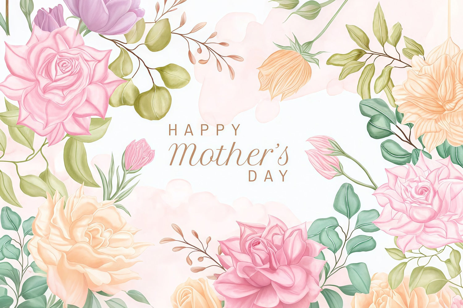 Muttertags-Hintergrundbild Personalisierbare Aquarell-Blume Künstlerisch CJJ3-204
