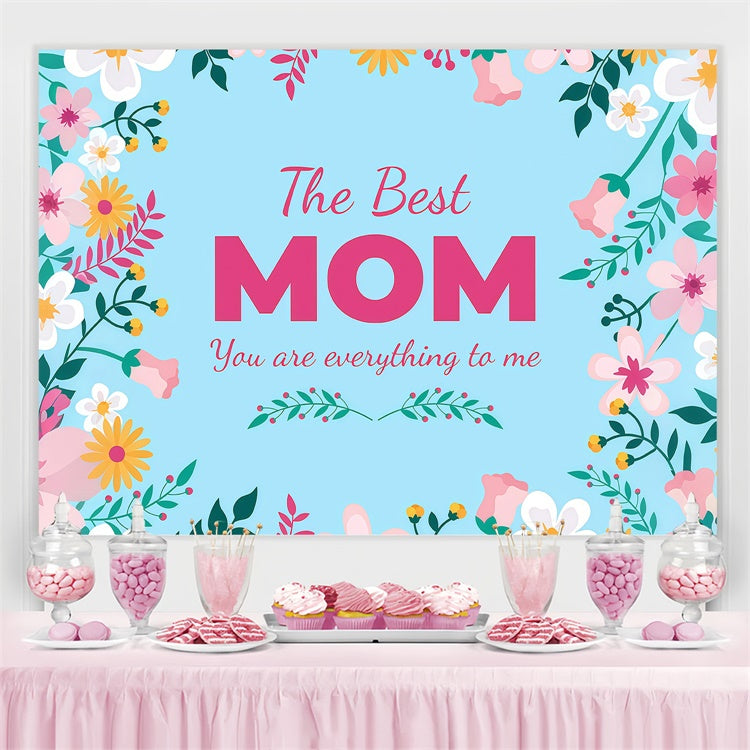 Muttertag Fotohintergrund Bezaubernde Blumen Blau Custom Backdrop GTY3-231