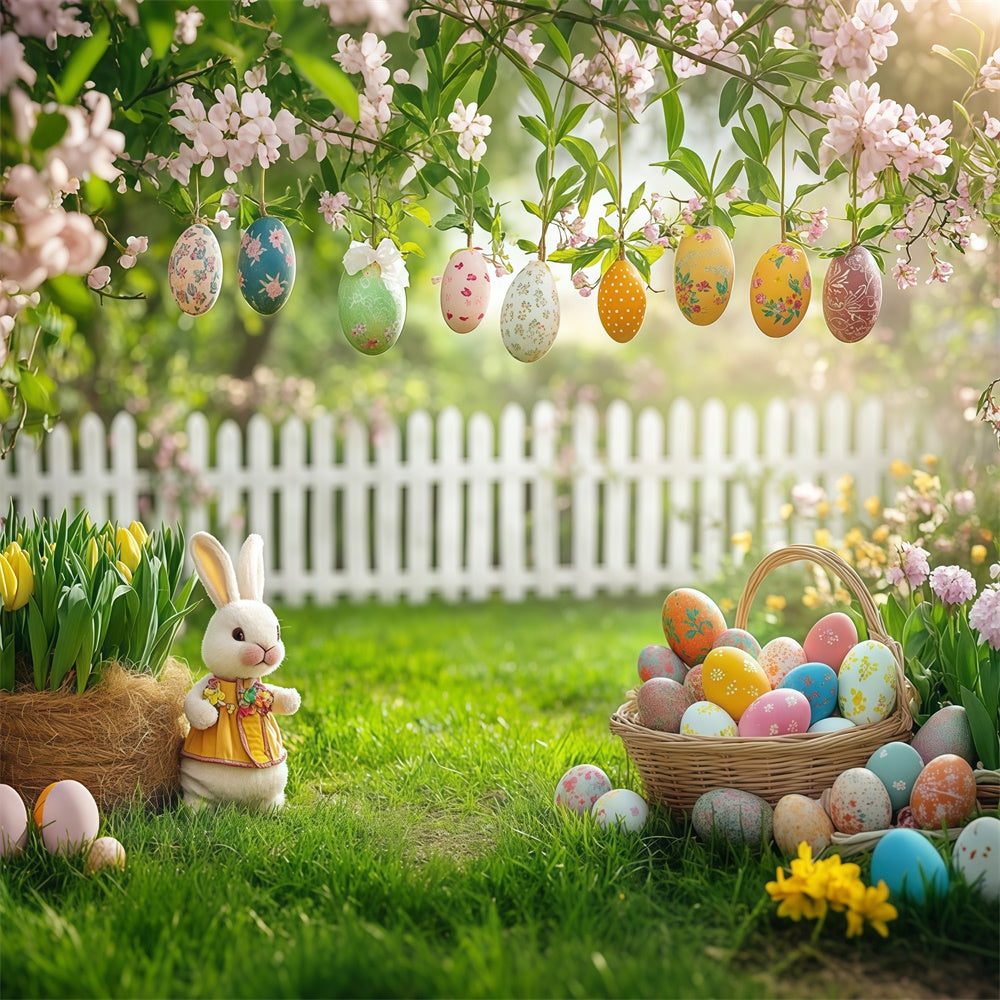 Osterei-Hintergrund Rustikaler Hasen-Blumen-Wiesen-Hintergrund GTY3-233