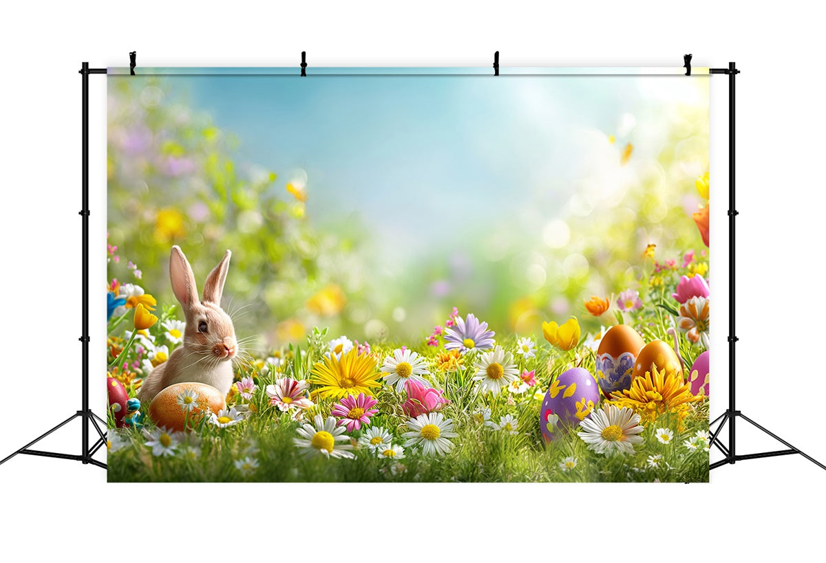 Ostern Fotohintergrund Pastell Blumenwiese Hase Hintergrund GTY3-235