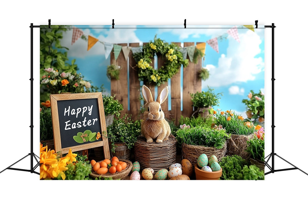 Fotohintergrund Ostern Lush Greenery Karotte Hase Hintergrund GTY3-244