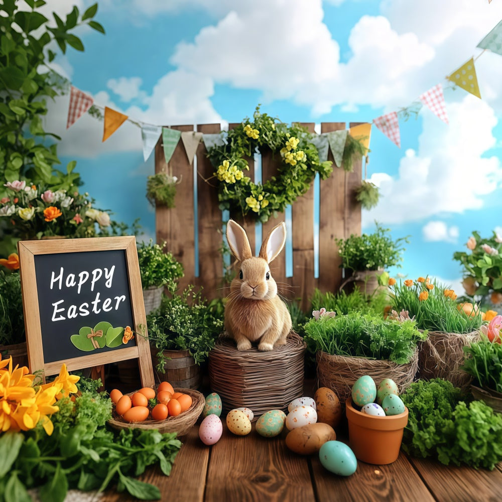Fotohintergrund Ostern Lush Greenery Karotte Hase Hintergrund GTY3-244
