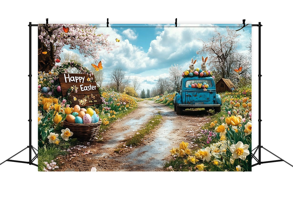 Ostern Backdrops Fotografie Retro Truck Ei Wiese Backdrop GTY3-245