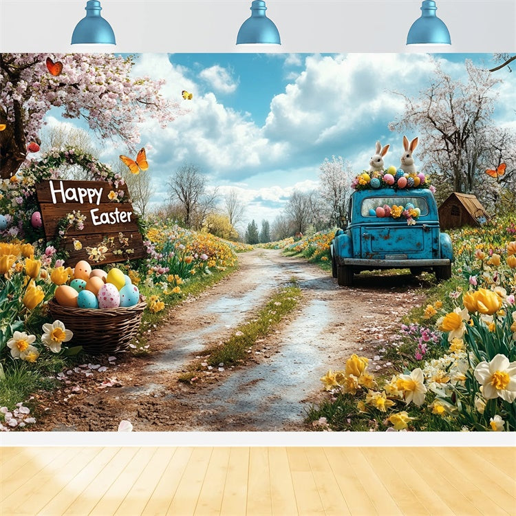 Ostern Backdrops Fotografie Retro Truck Ei Wiese Backdrop GTY3-245