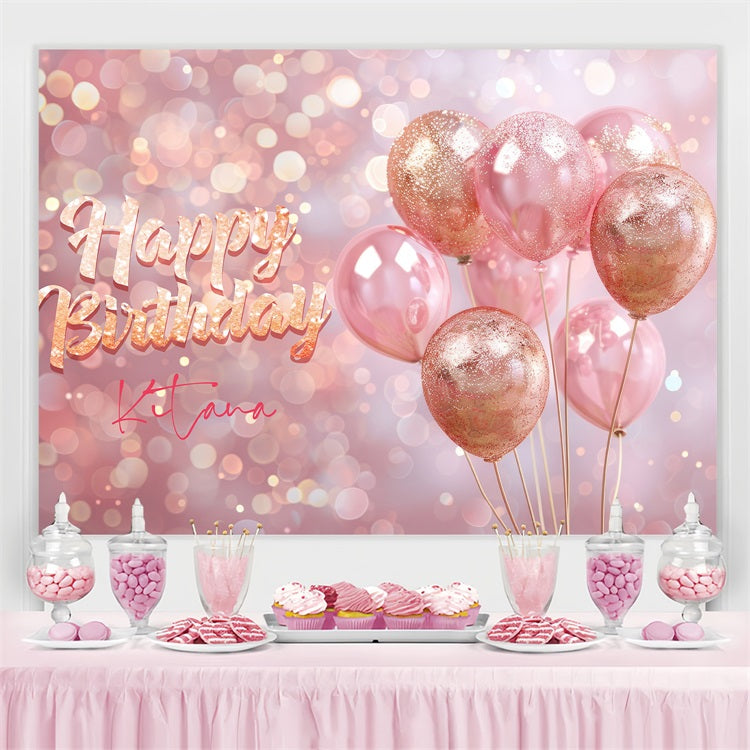 Personalisierte Geburtstag Backdrop Rosa Glitter Ballon Backdrop GTY3-253