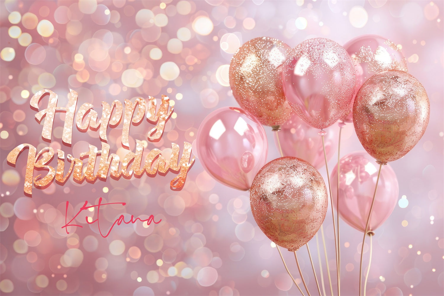 Personalisierte Geburtstag Backdrop Rosa Glitter Ballon Backdrop GTY3-253