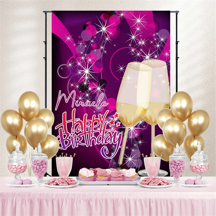 Personalisierte Backdrop für Geburtstag Lila Glitzer Toast Party Backdrop GTY3-255