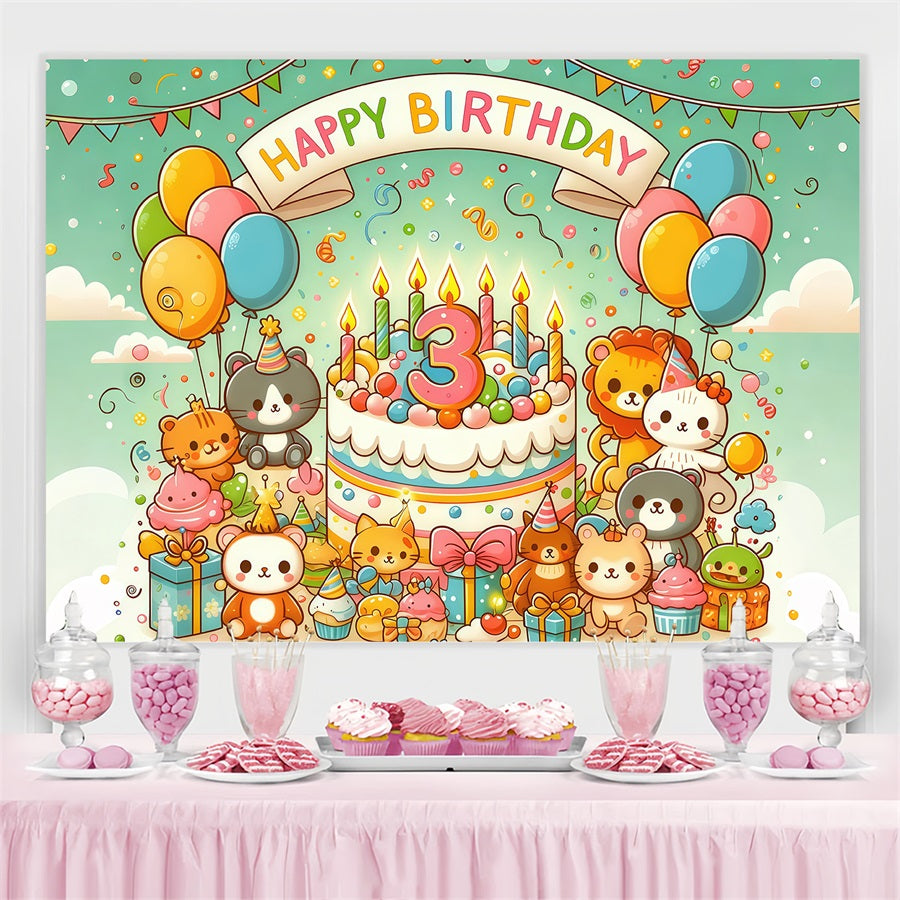 Geburtstag Backdrop Ideen Cartoon Tier Torte Personalisierte Backdrop GTY3-256