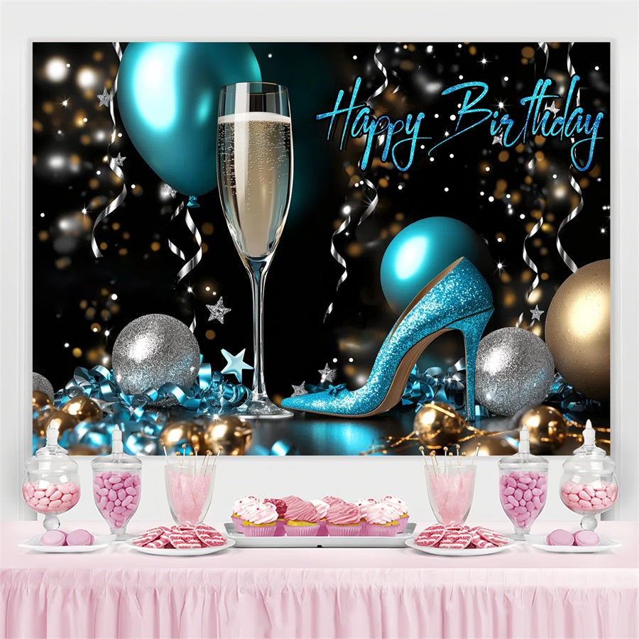 Backdrop für Geburtstag Heels Champagner Ballon Personalisierte Backdrop GTY3-260