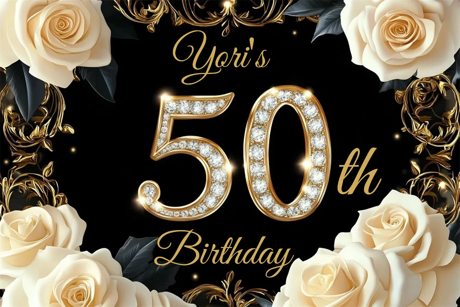 Personalisierte Geburtstag Backdrops Diamant funkelnde Blume Backdrop GTY3-267