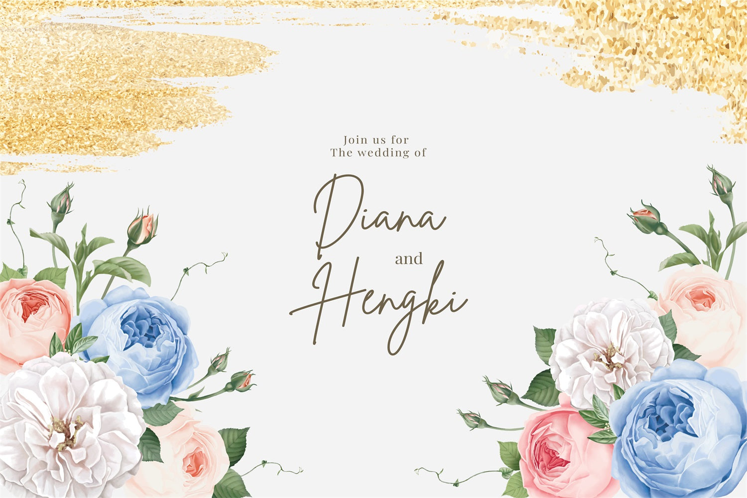 Hochzeit Backdrop Gold Sparkle Floral Personalisierte Backdrop GTY3-273