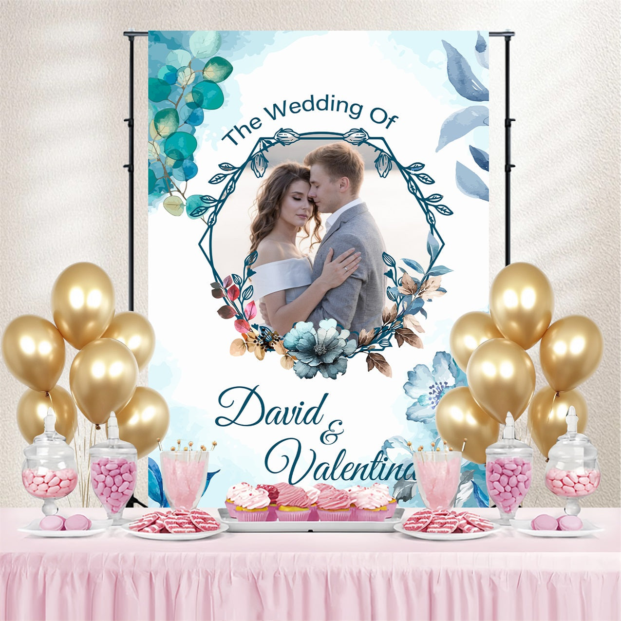 Hochzeit Fotohintergrund Aquarellblume Individueller Hintergrund GTY3-277