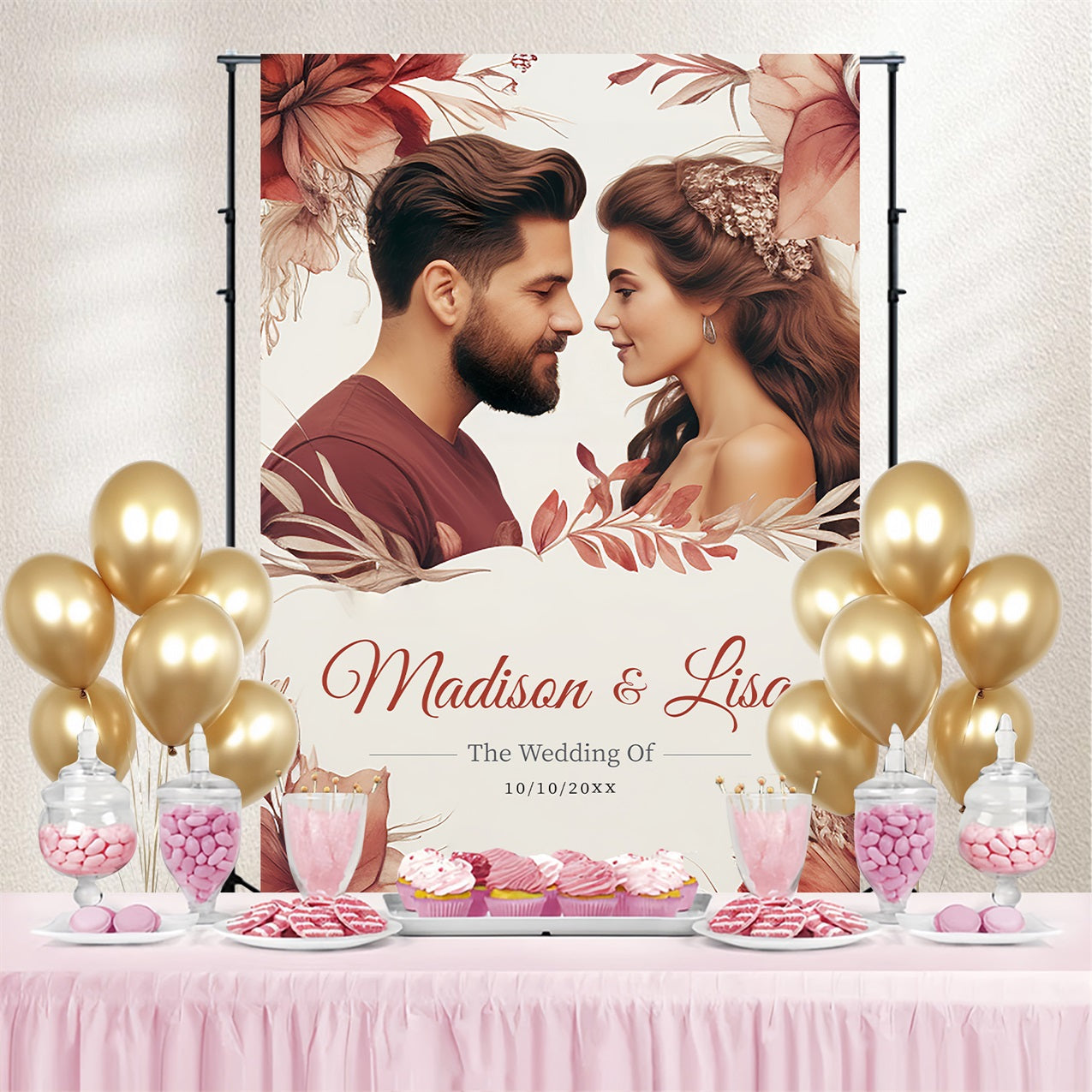 Fotohintergrund für Hochzeiten Dreamy Floral Custom Backdrop GTY3-279
