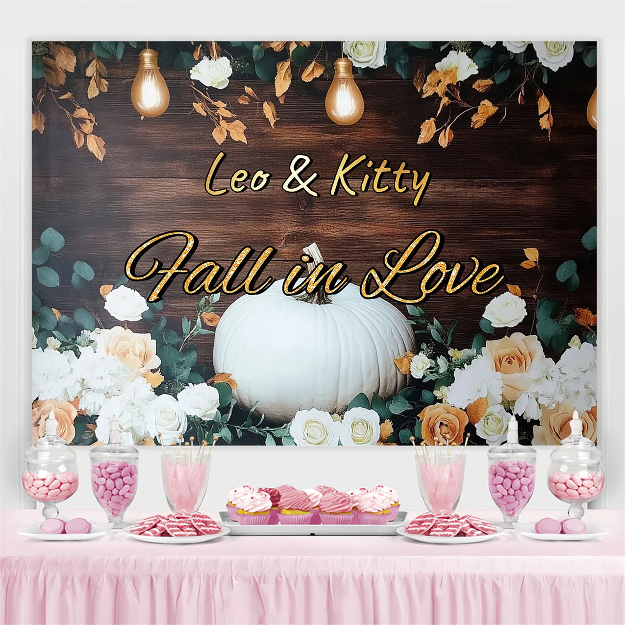 Herbst Hochzeit Hintergrund Kürbis Floral Personalisierte Hintergrund GTY3-280