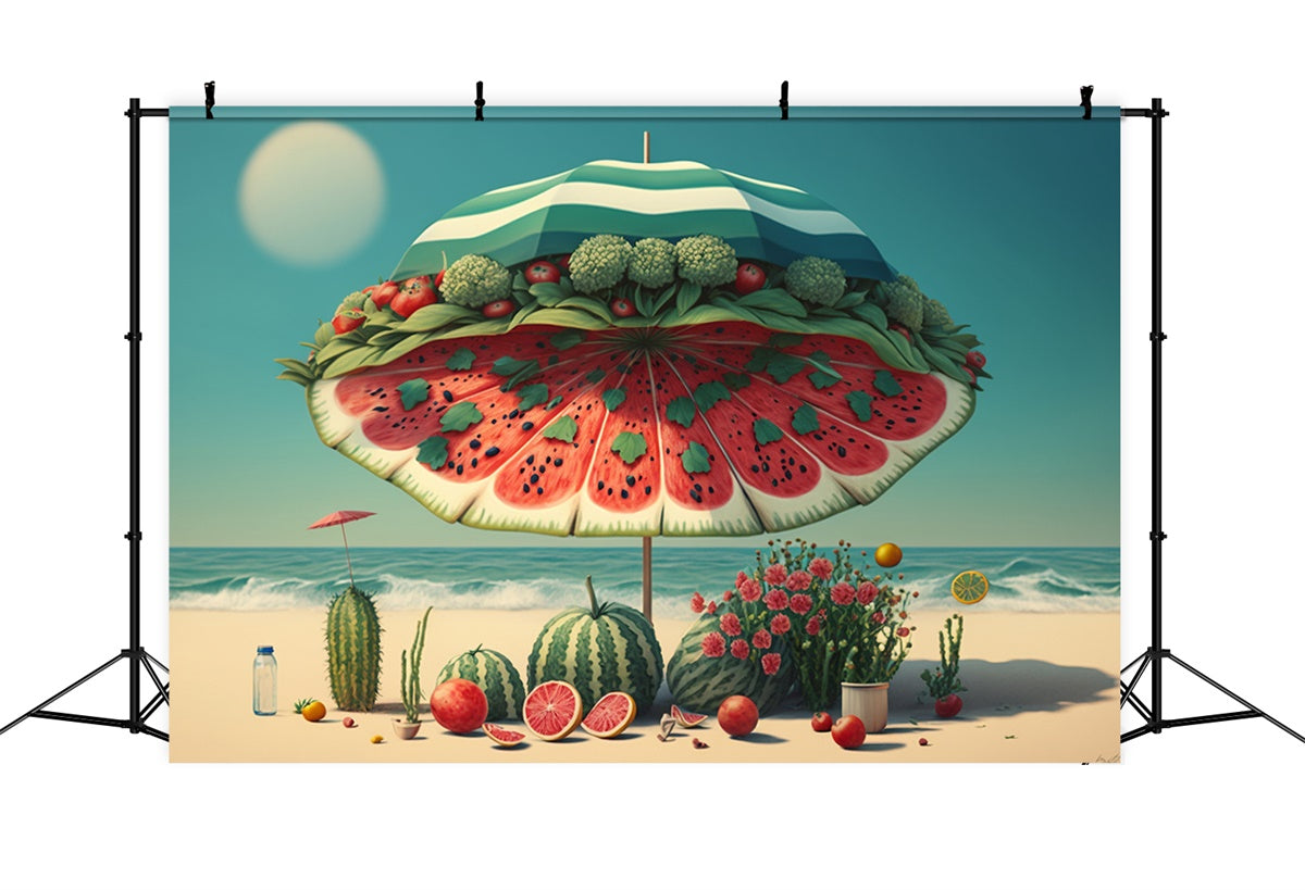 Sommer Backdrops Wassermelone Regenschirm Obst Strand Sommer Backdrop GTY3-290