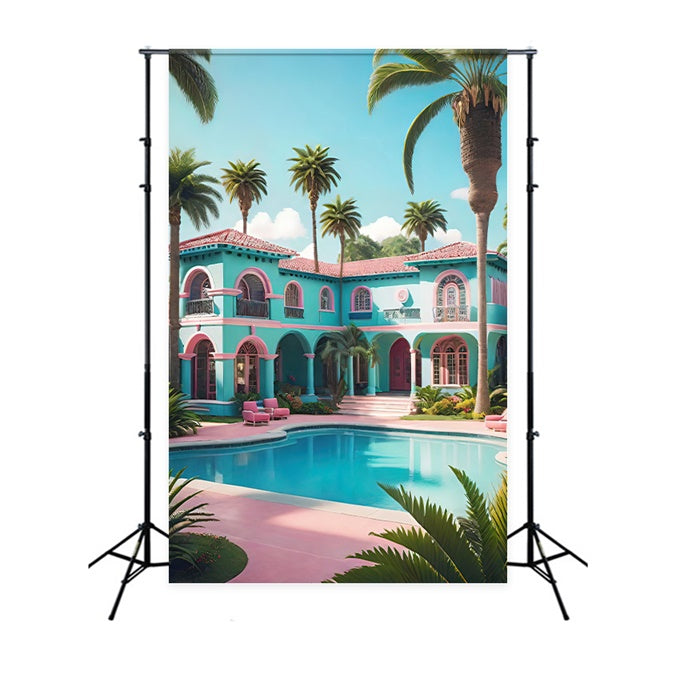 Sommer Fotokulisse Villa Palme Pool Kulisse GTY3-297