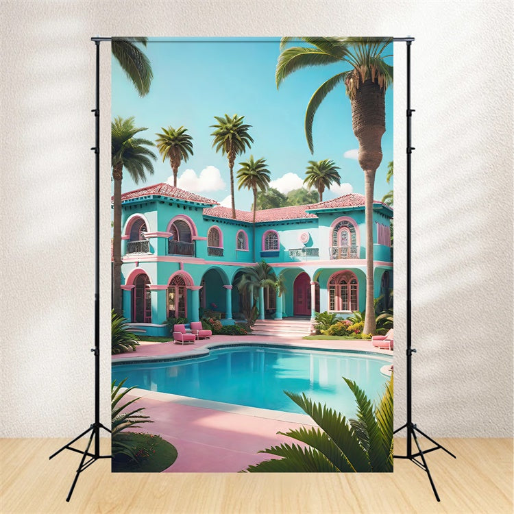 Sommer Fotokulisse Villa Palme Pool Kulisse GTY3-297