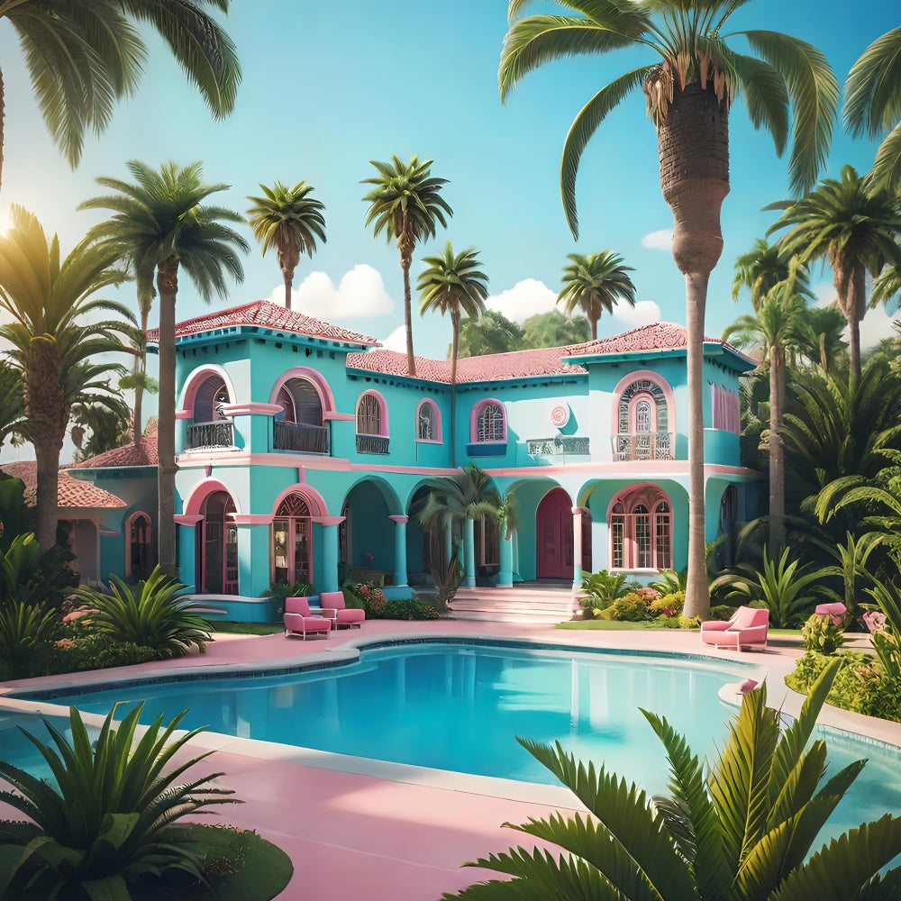 Sommer Fotokulisse Villa Palme Pool Kulisse GTY3-297
