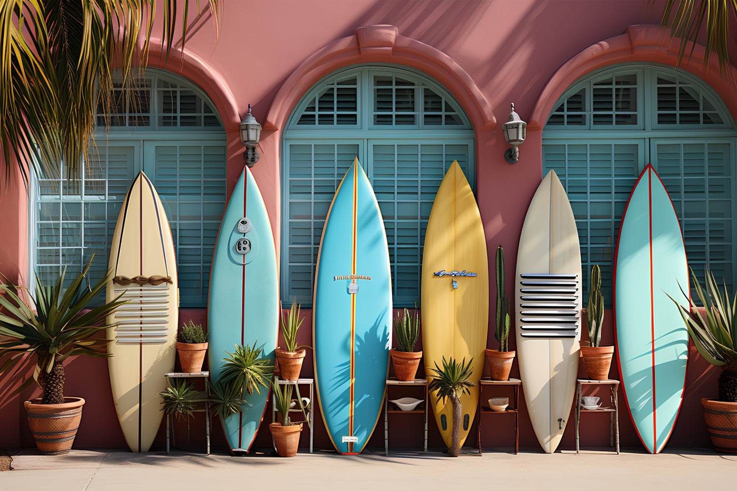 Sommer-Fotohintergrund Bunte Surfbretter Display-Hintergrund GTY3-298