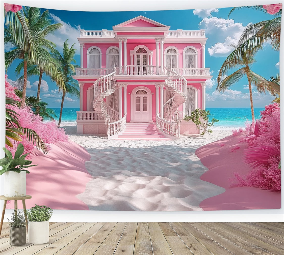 Beach Backdrop Romantische Küstenvilla Sommerhintergrund GTY3-302