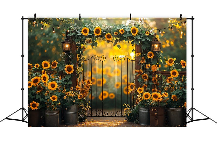 Sonnenblumen Fotohintergrund Blumen Lichterkette Sommerhintergrund GTY3-308