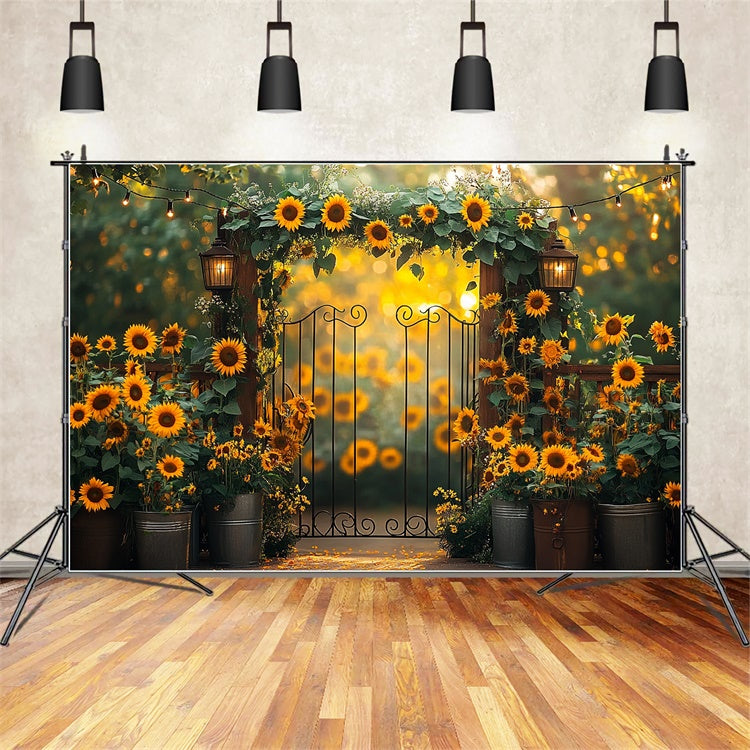 Sonnenblumen Fotohintergrund Blumen Lichterkette Sommerhintergrund GTY3-308